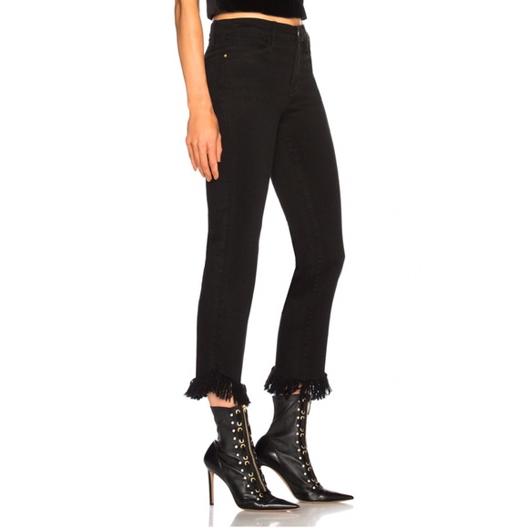 FRAME Noir Le High Fray Fringe Hem Straight Leg Jeans 26 6 - Picture 1 of 11